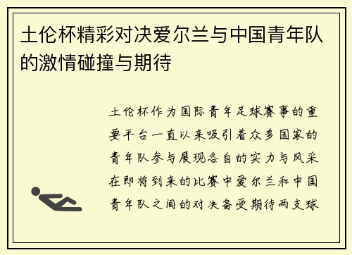 土伦杯精彩对决爱尔兰与中国青年队的激情碰撞与期待